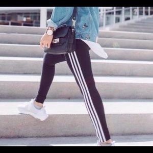 Adidas 3 striped black leggings